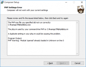 XAMPP 環境に Composer をインストールするときに The PHP exe file you specified did not ...